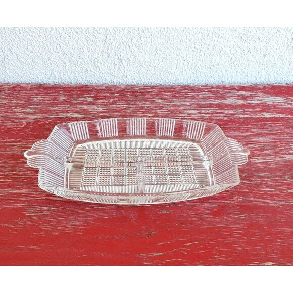 Glass Relish Dish 1930s Condiment Serving Art Deco Desk Organizer - Picture 2 of 7